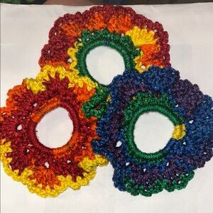 Handcrafted Multicolor Crochet Hair Scrunchies